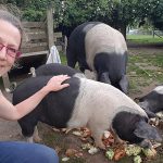 Kerris with the pigs